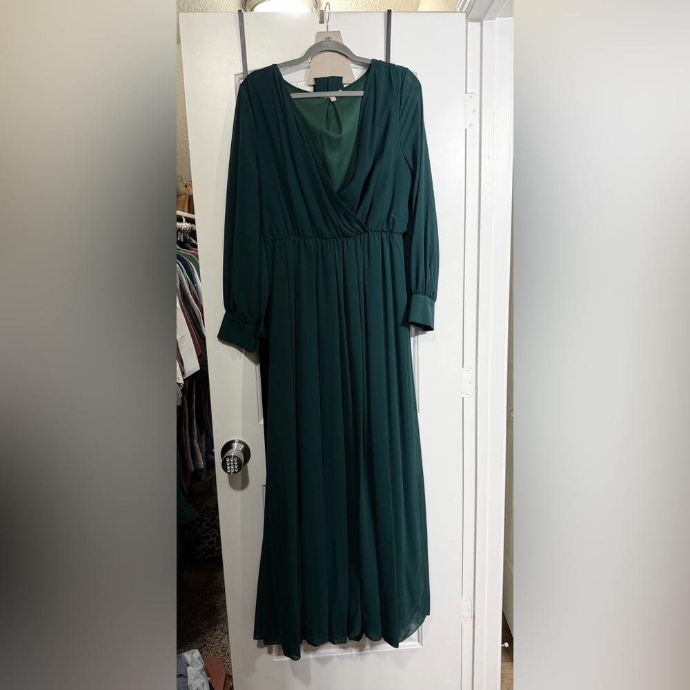 Chic Teal Long Sleeve Women's Dress